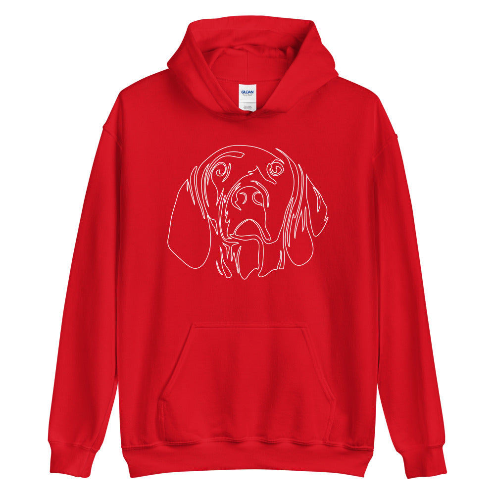 White line Vizsla face on unisex red hoodie