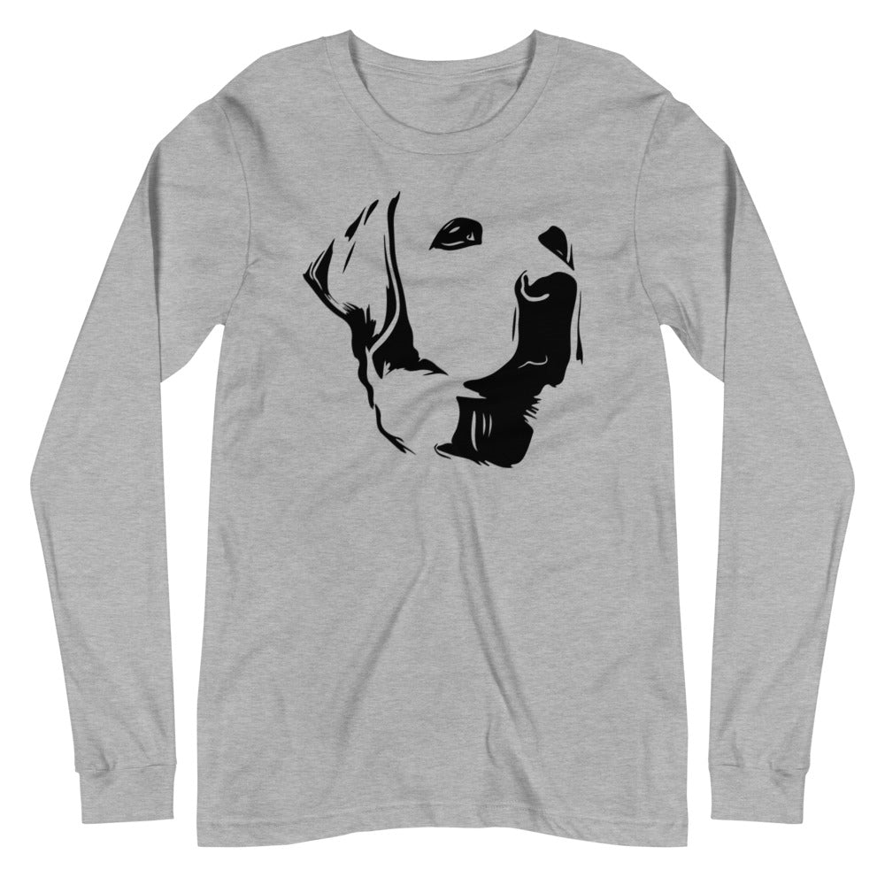Black Labrador face on unisex athletic heather long sleeve t-shirt