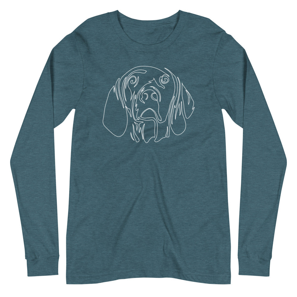 White line Vizsla face on unisex heather deep teal long sleeve t-shirt