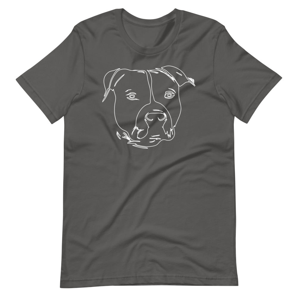 White line American Staffordshire face on unisex asphalt t-shirt