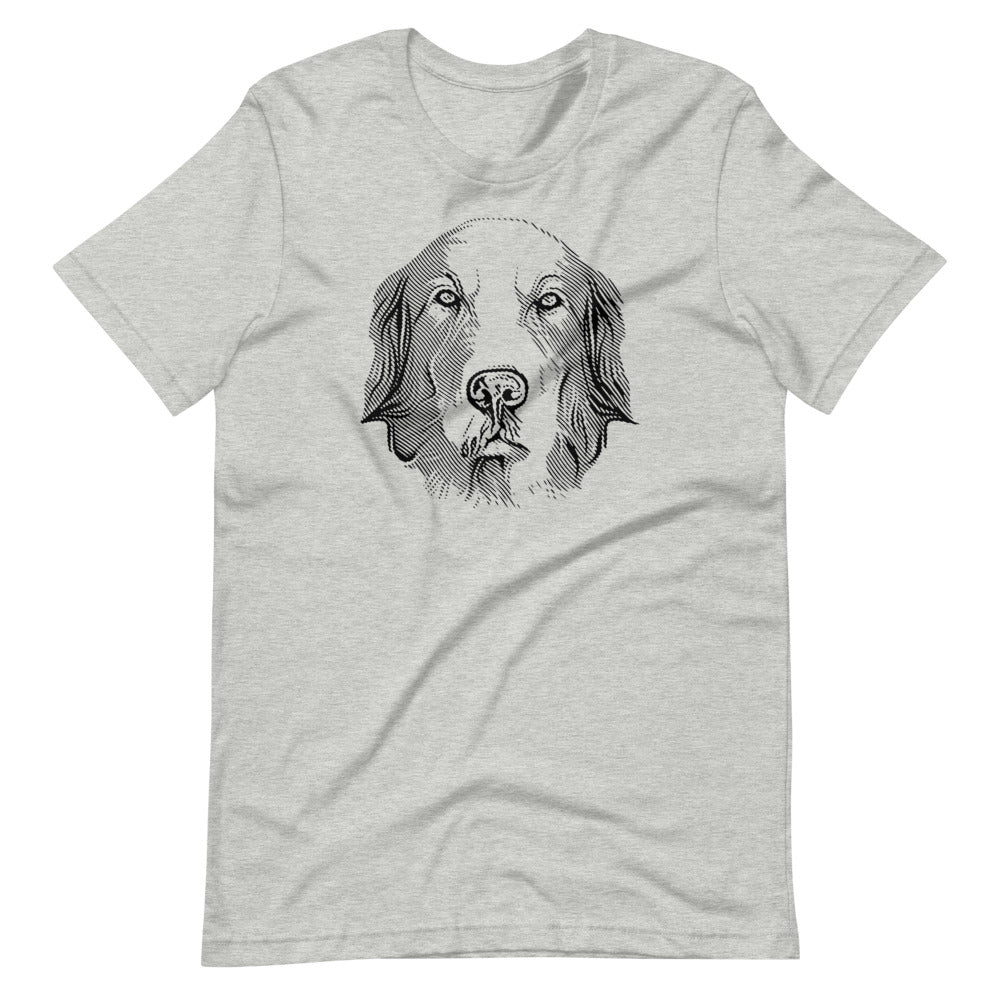 Golden Retriever face halftone silhouette on unisex athletic heather t-shirt