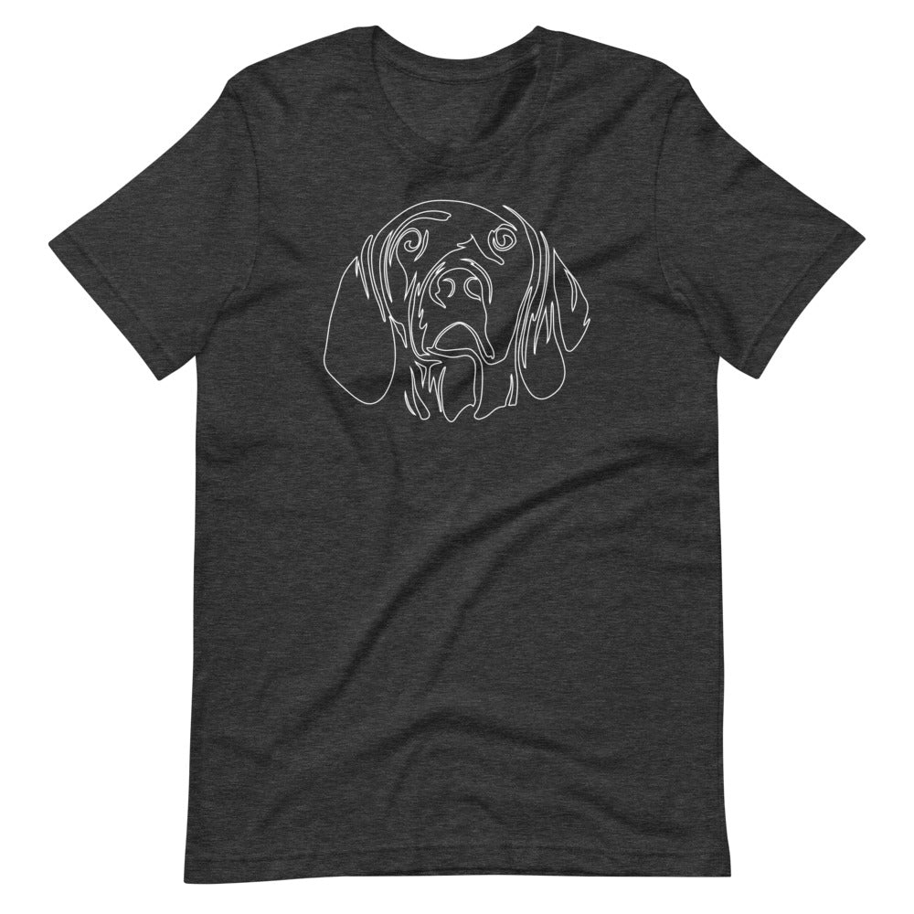 White line Vizsla face on unisex dark grey heather t-shirt