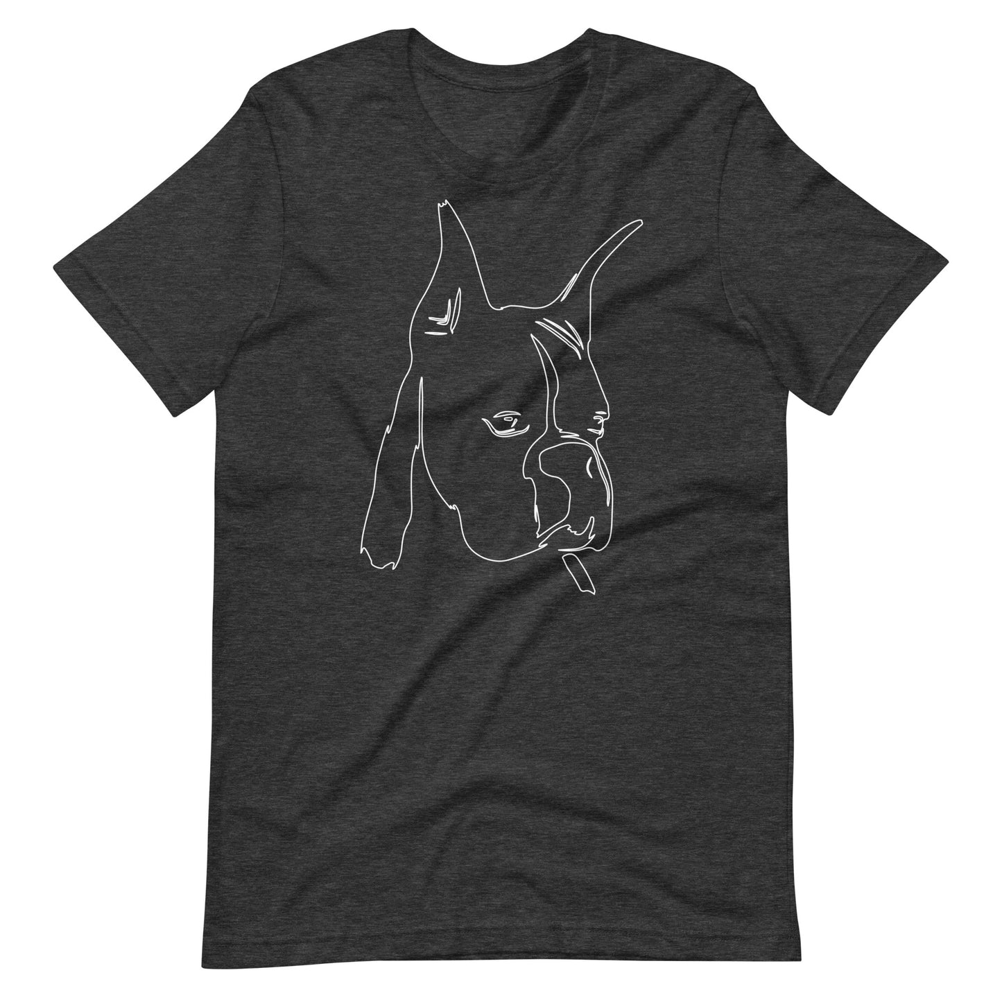 White line Boxer face on unisex dark grey heather t-shirt