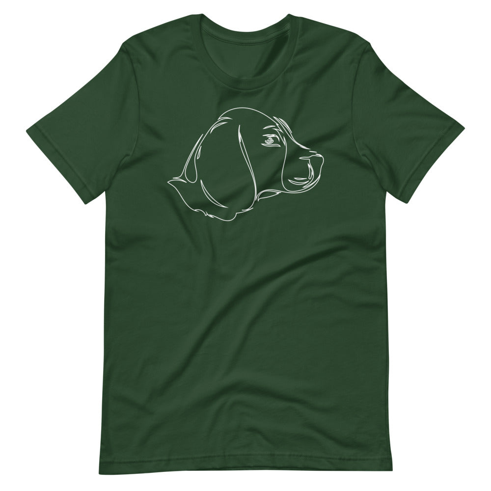 White line Beagle face on unisex forest t-shirt
