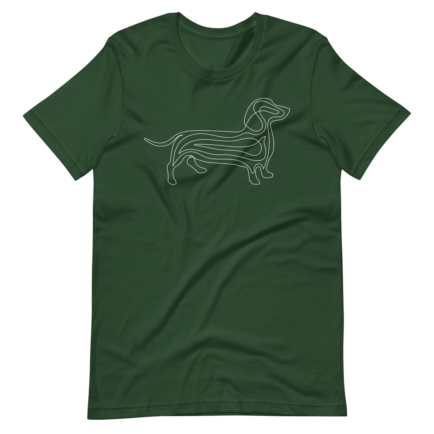 White line Dachshund on unisex forest t-shirt