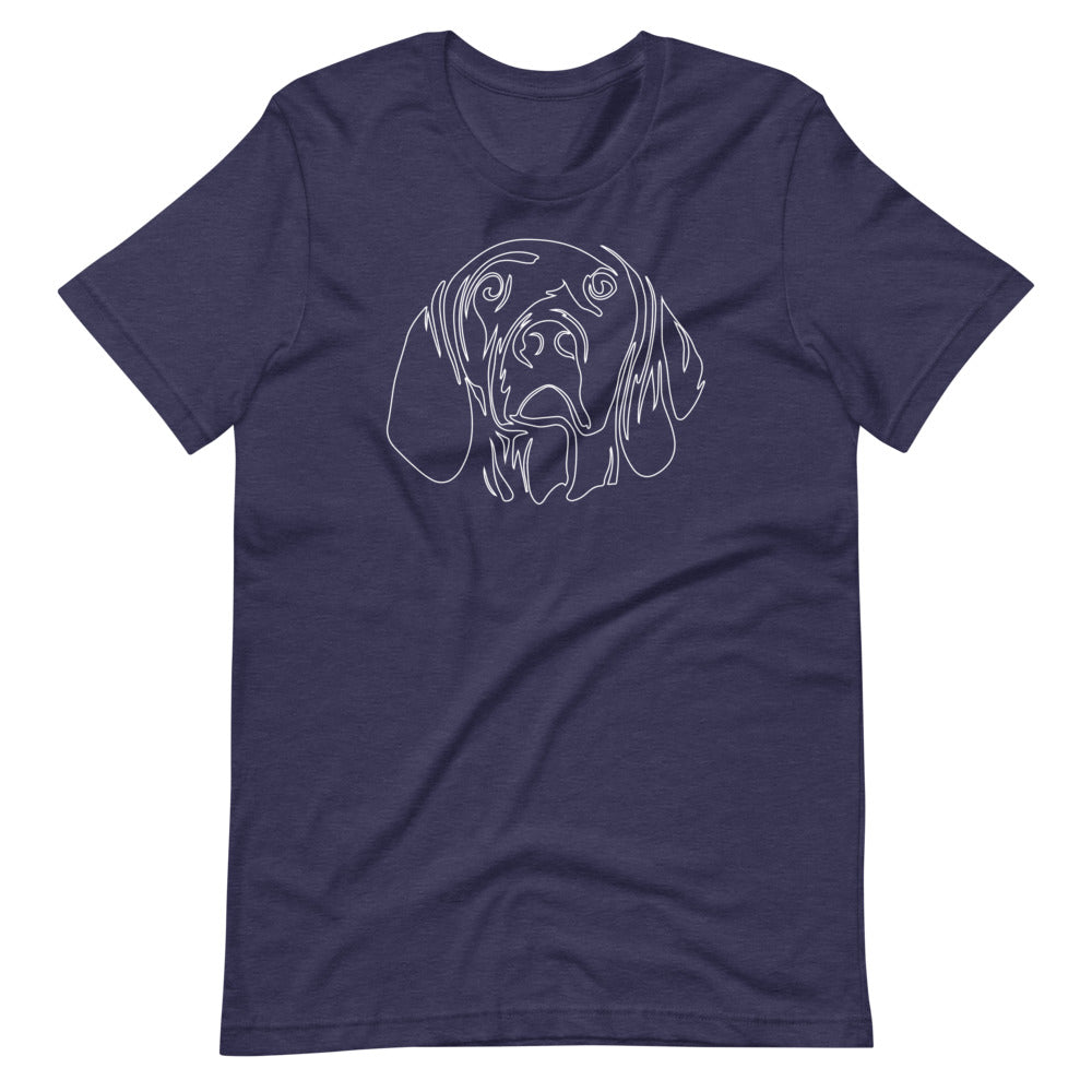 White line Vizsla face on unisex heather midnight navy t-shirt