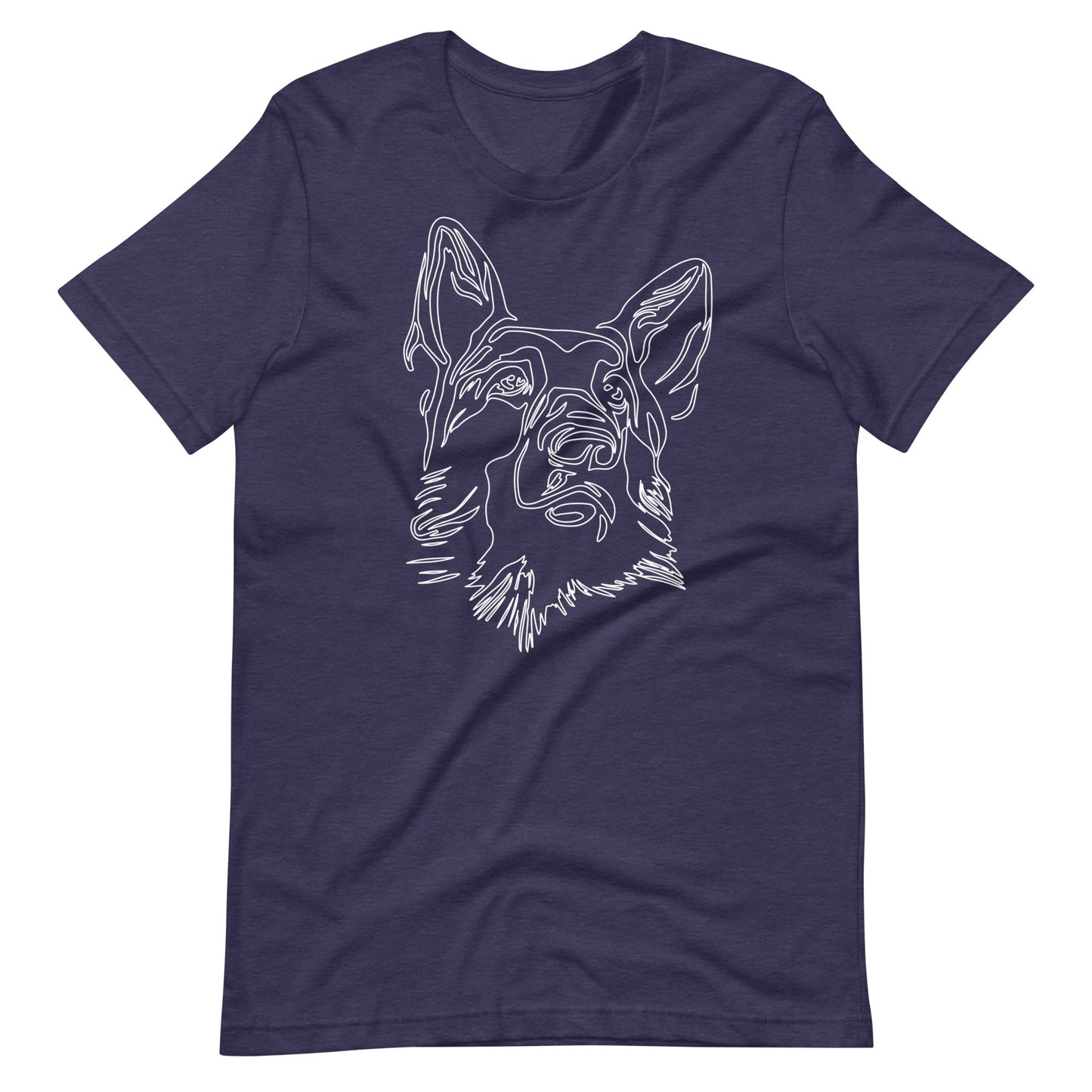 White line German Shepherd face on unisex heather midnight navy t-shirt