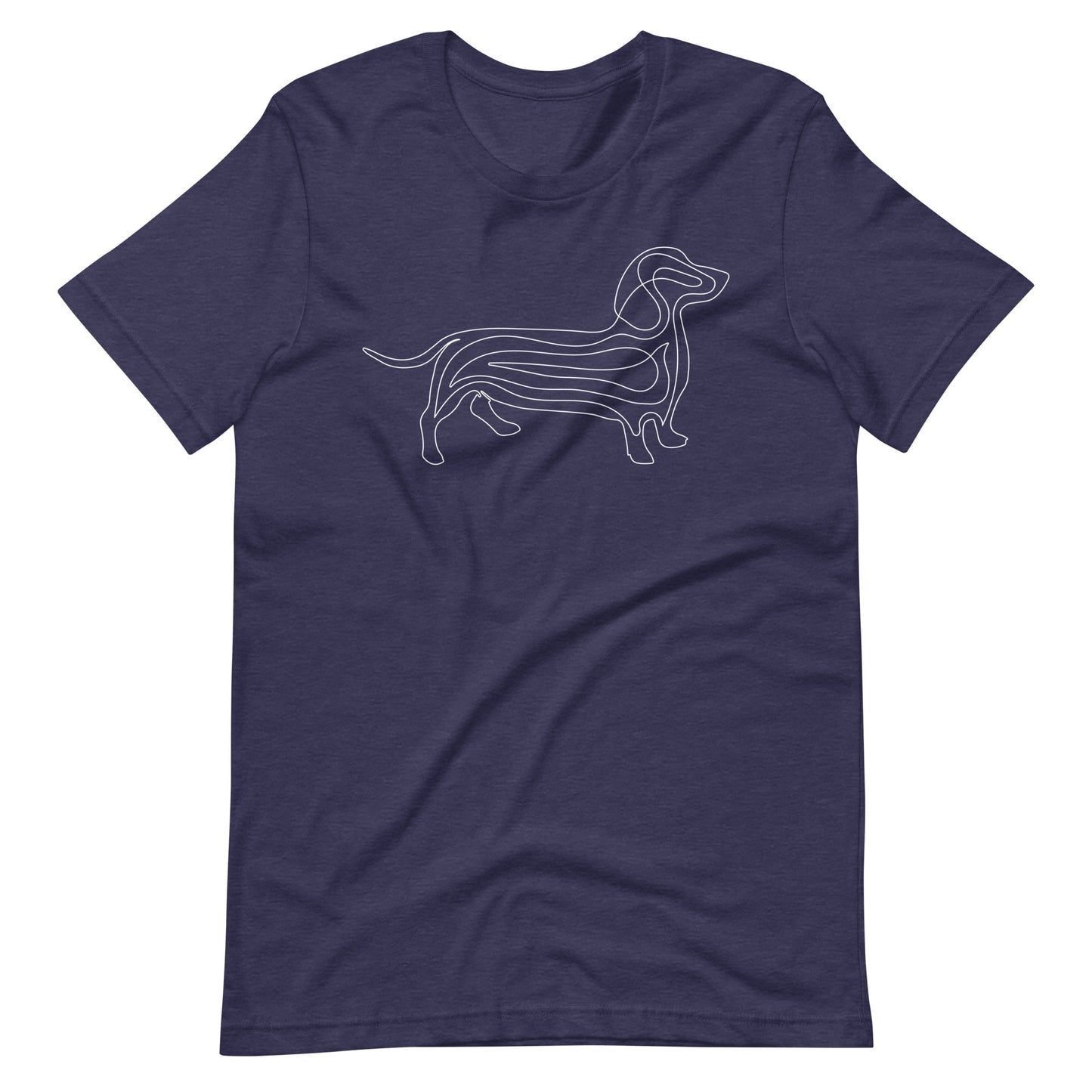 White line Dachshund on unisex heather midnight navy t-shirt
