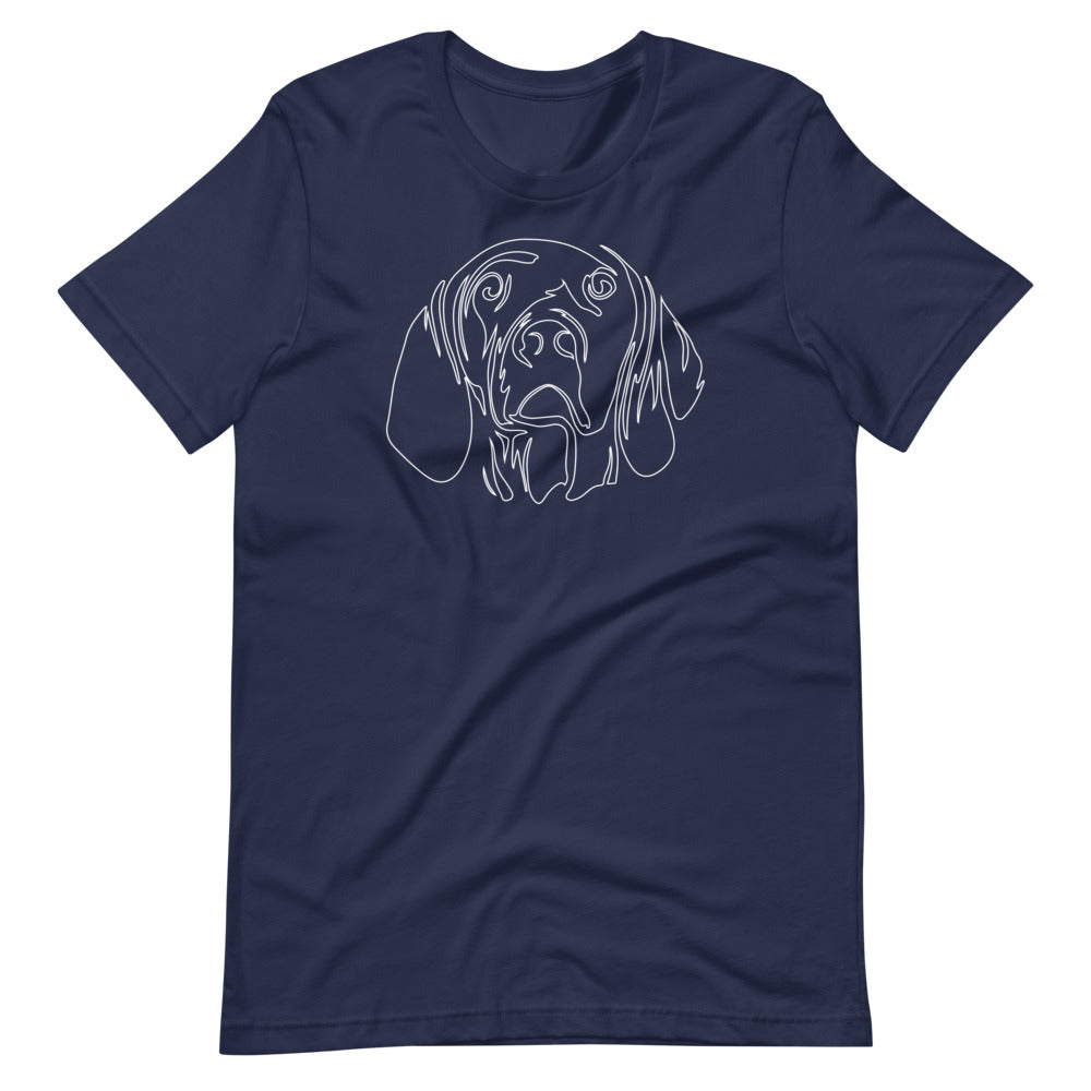 White line Vizsla face on unisex navy t-shirt