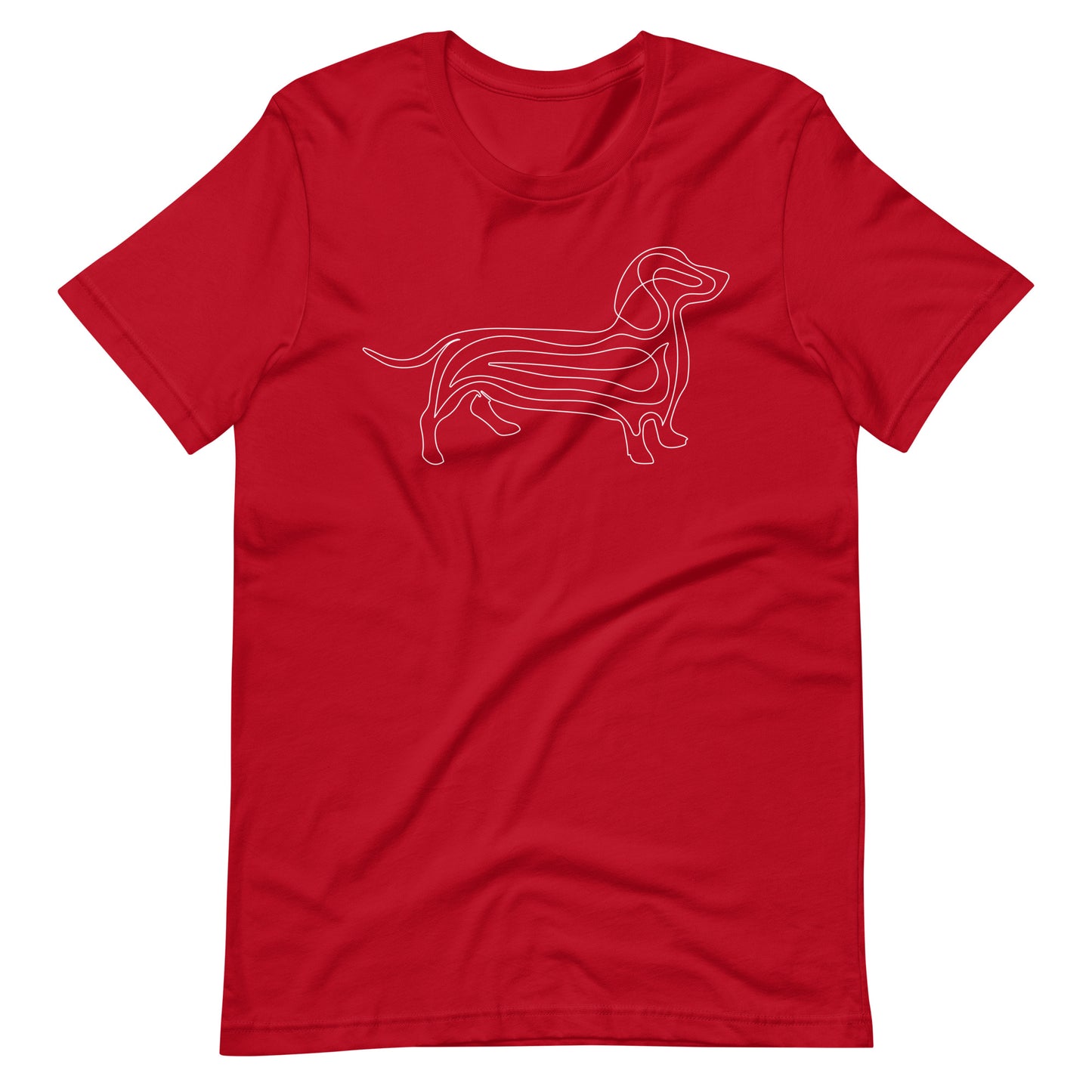 White line Dachshund on unisex red t-shirt