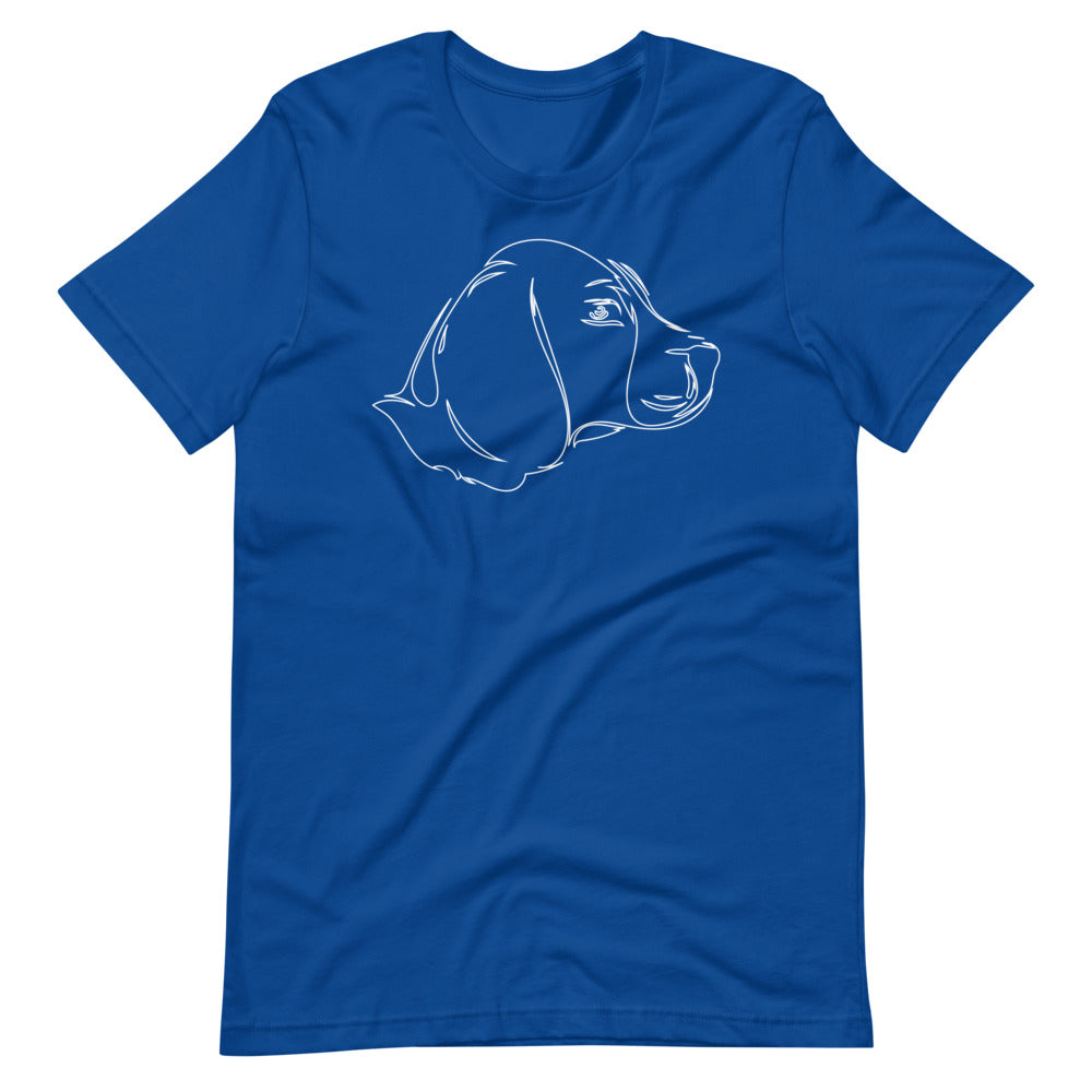 White line Beagle face on unisex true royal t-shirt