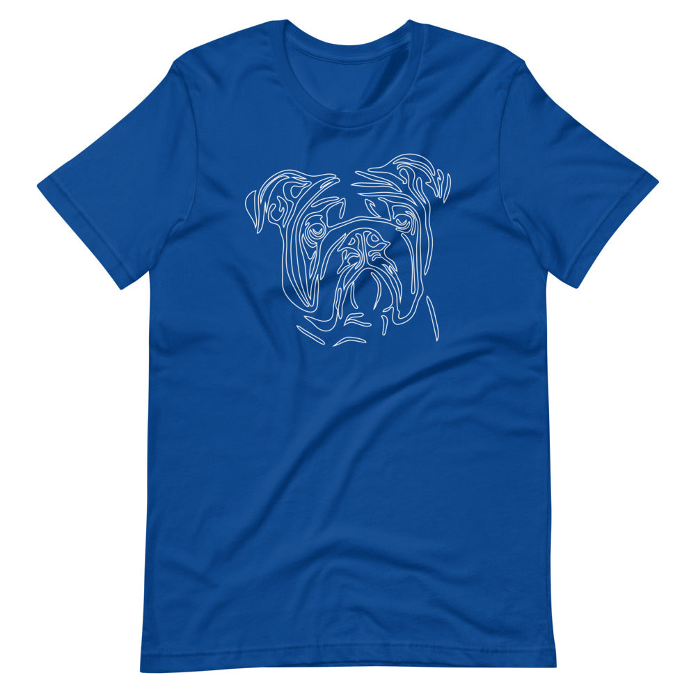 White line Bulldog face on unisex true royal t-shirt