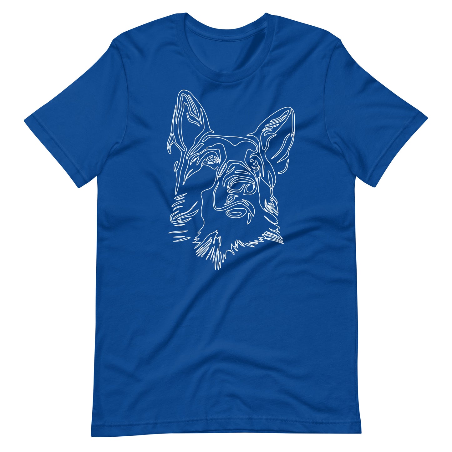 White line German Shepherd face on unisex true royal t-shirt