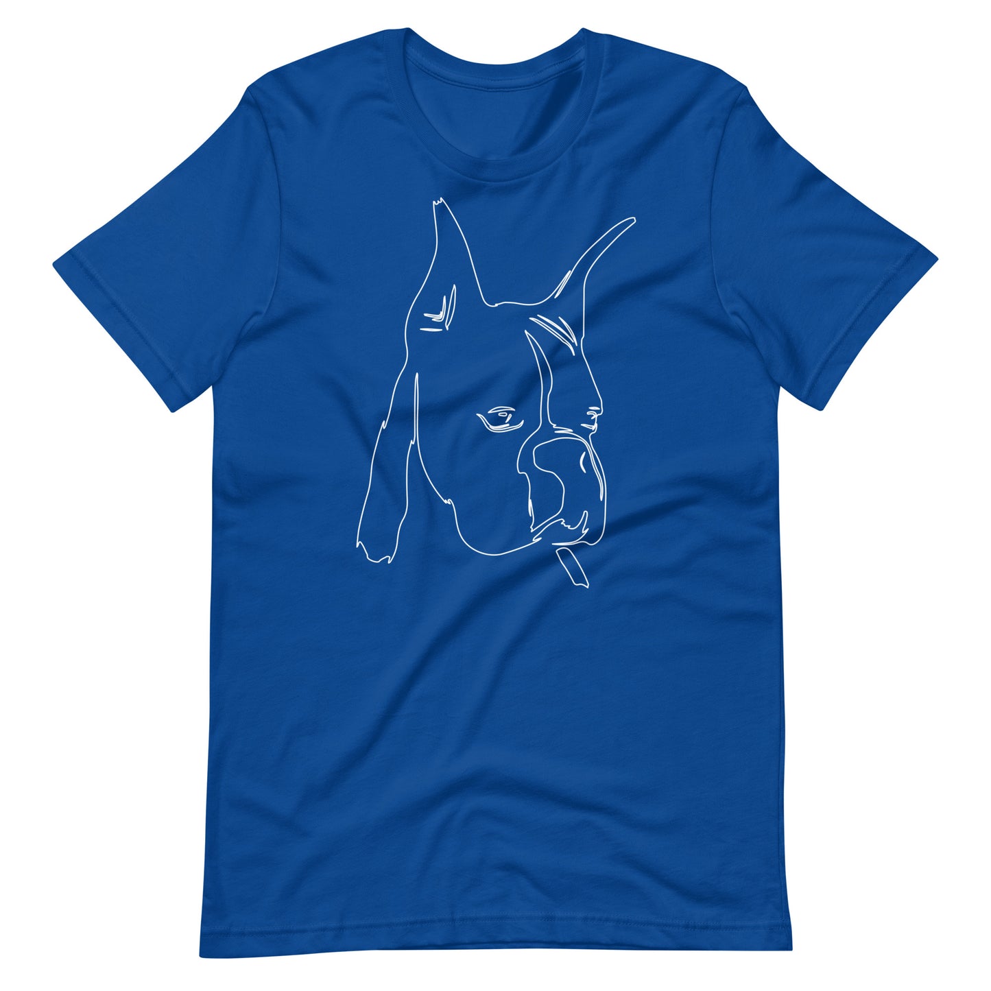 White line Boxer face on unisex true royal t-shirt