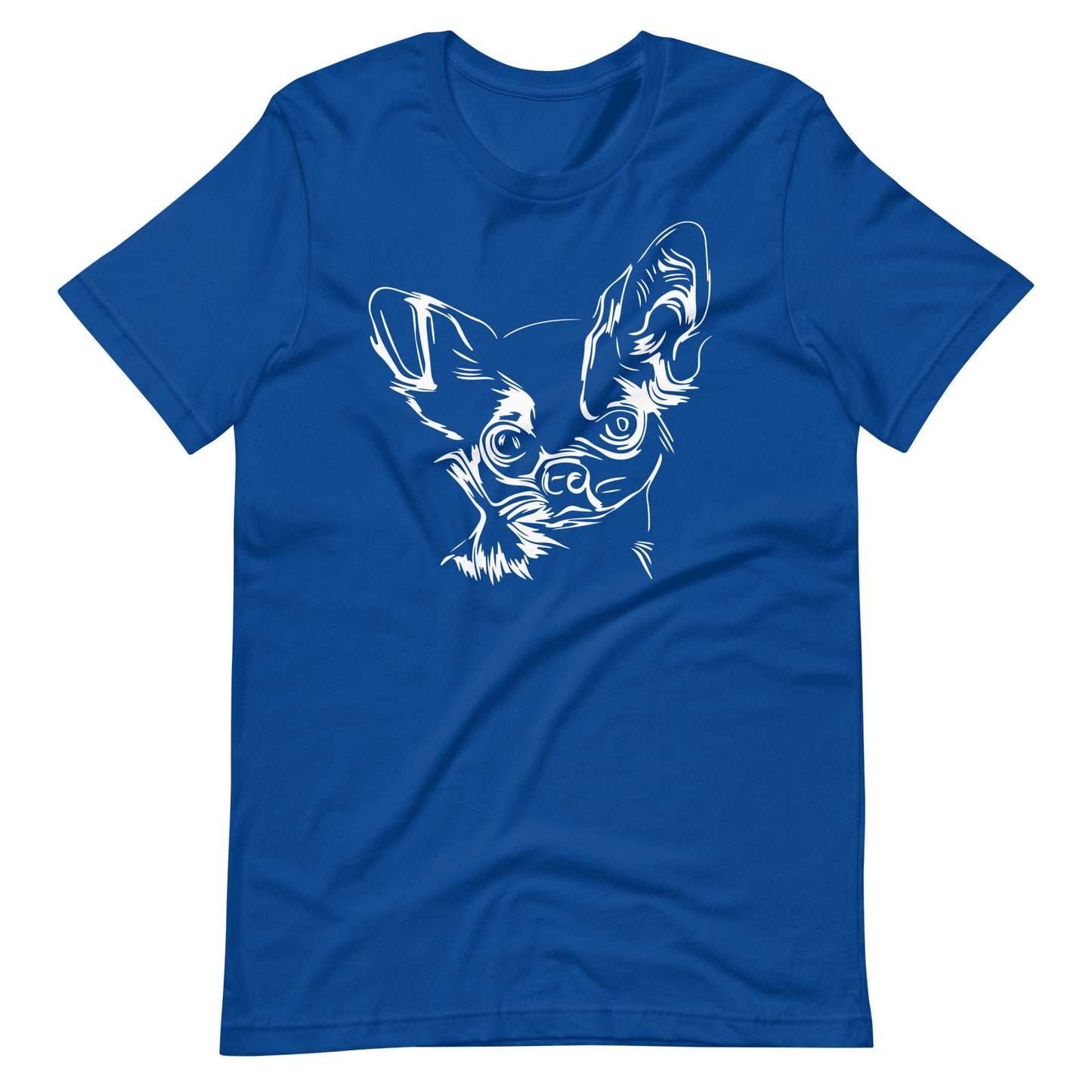 White line Chihuahua face on unisex true royal t-shirt