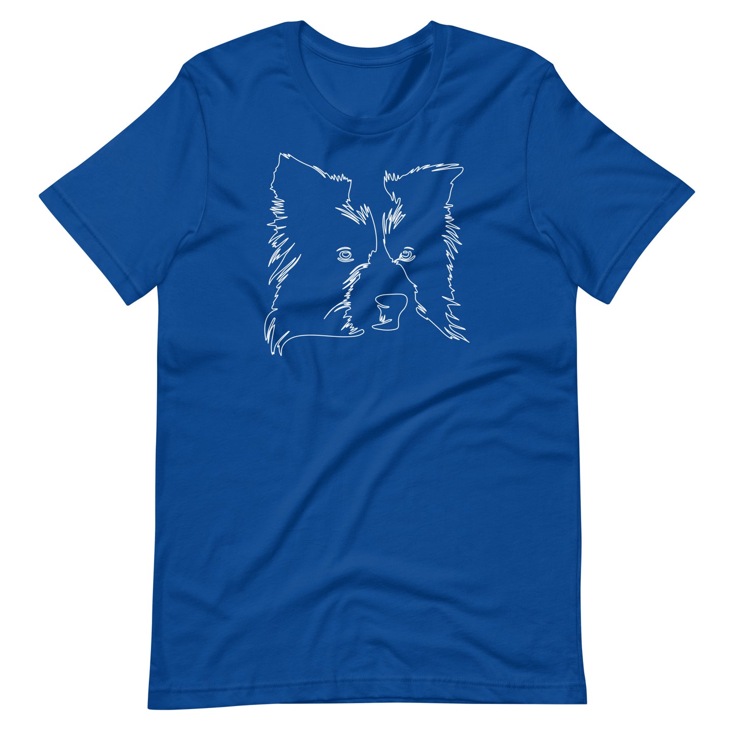 White line Border Collie face on unisex true royal t-shirt