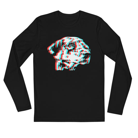 Anaglyph Dalmatian face on unisex black long sleeve t-shirt