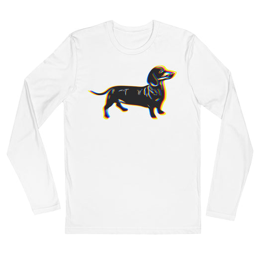 Anaglyph Dachshund on unisex white long sleeve t-shirt