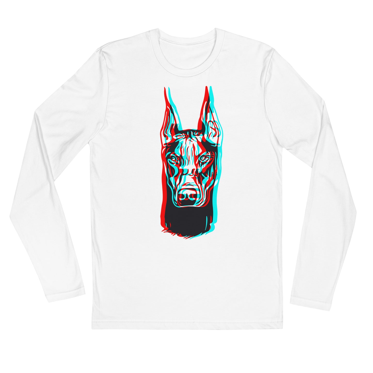 Doberman Anaglyph Face - Unisex Long Sleeve Tee