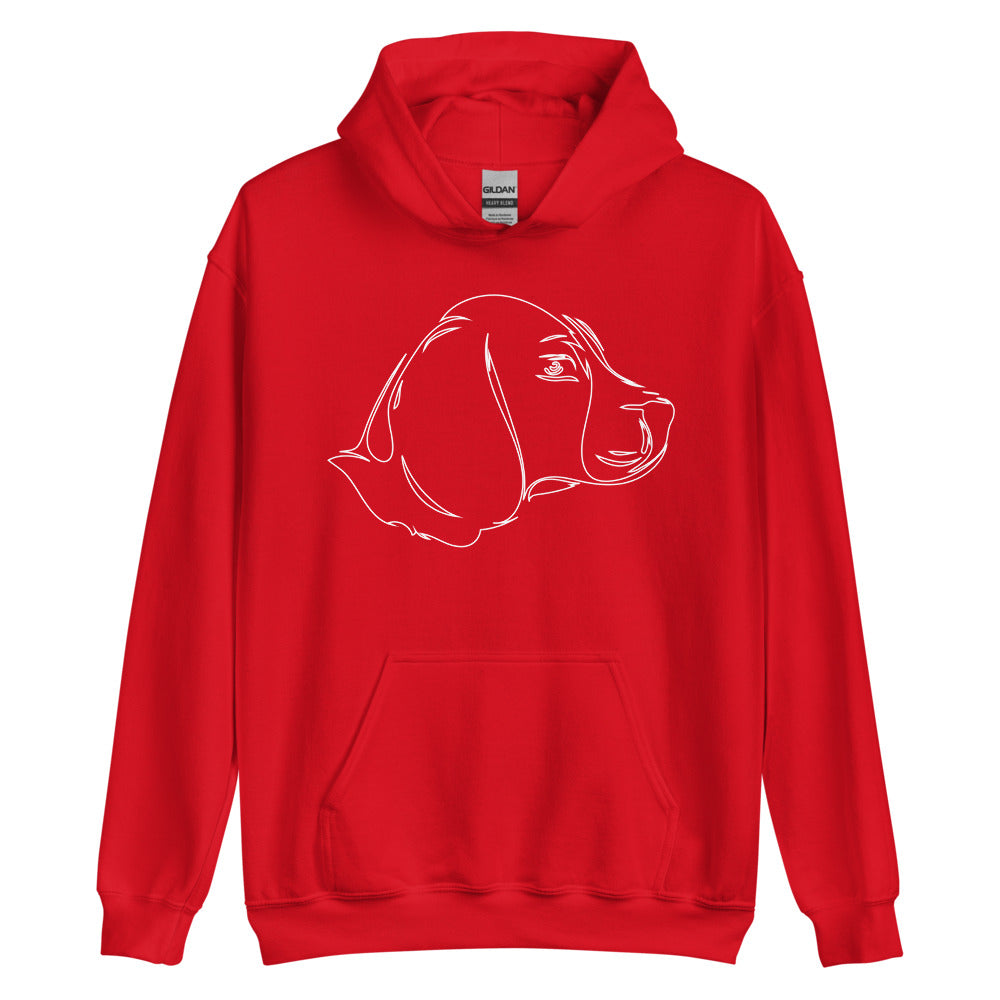 White line Beagle face on unisex red hoodie