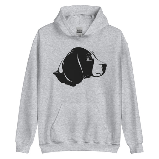 Black Beagle face silhouette on unisex sport grey hoodie