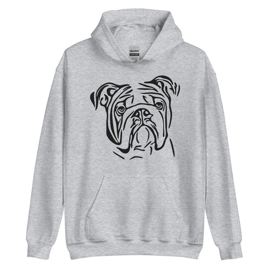 Black line Bulldog face on unisex sport gray hoodie