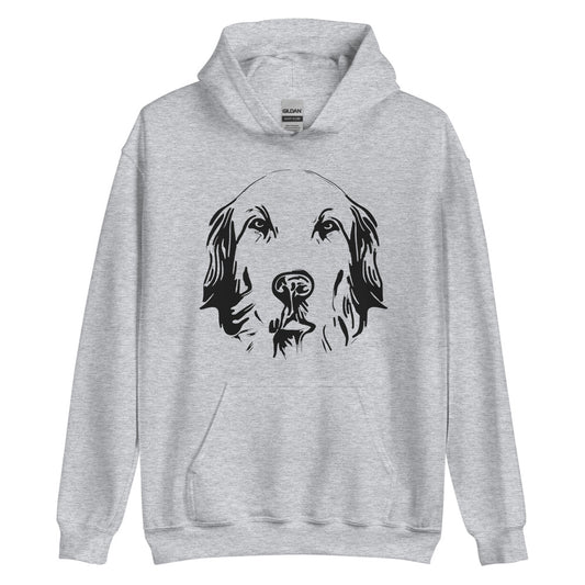 Black Golden Retriever face silhouette on unisex sport grey hoodie
