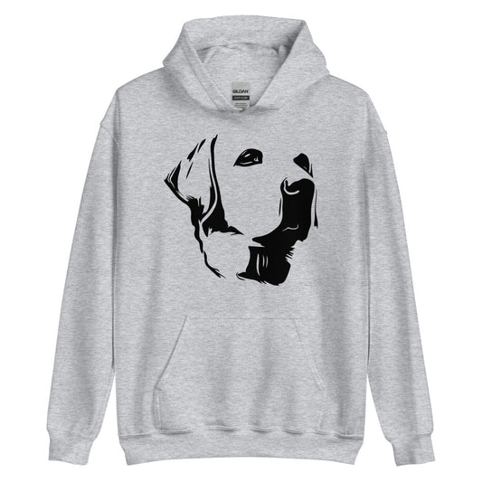 Black Labrador face silhouette on unisex sport grey hoodie
