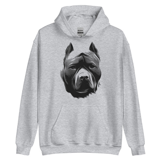 Black Pit Bull face silhouette on unisex sport grey hoodie