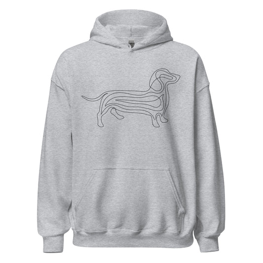 Black line Dachshund on unisex sport grey hoodie