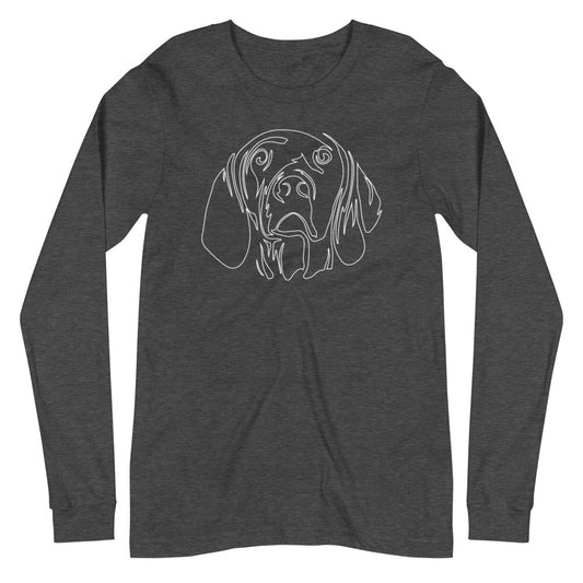 White line Vizsla face on unisex dark grey heather long sleeve t-shirt