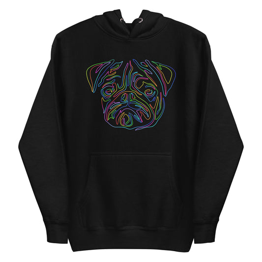 Pug Colored Face Line - Unisex Hoodie