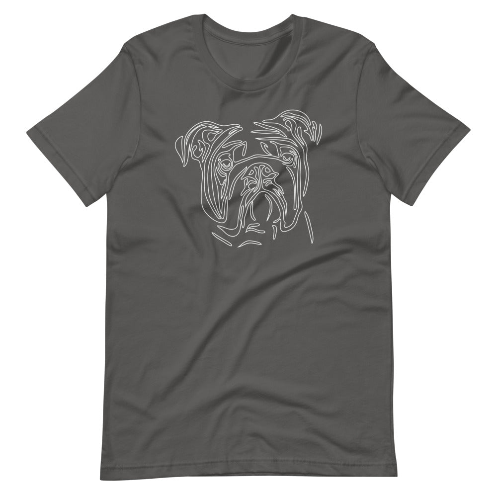 White line Bulldog face on unisex asphalt t-shirt