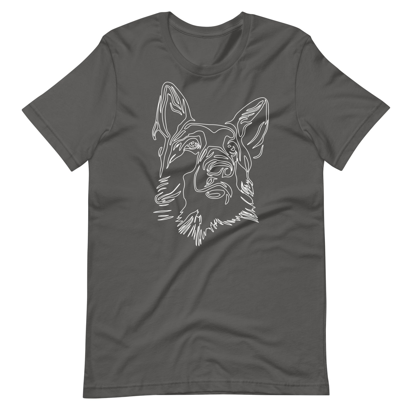 White line German Shepherd face on unisex asphalt t-shirt
