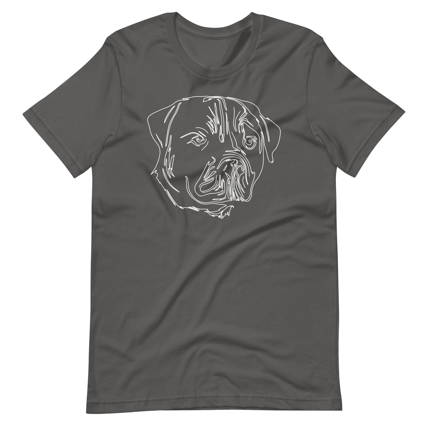 White line Rottweiler face on unisex asphalt t-shirt