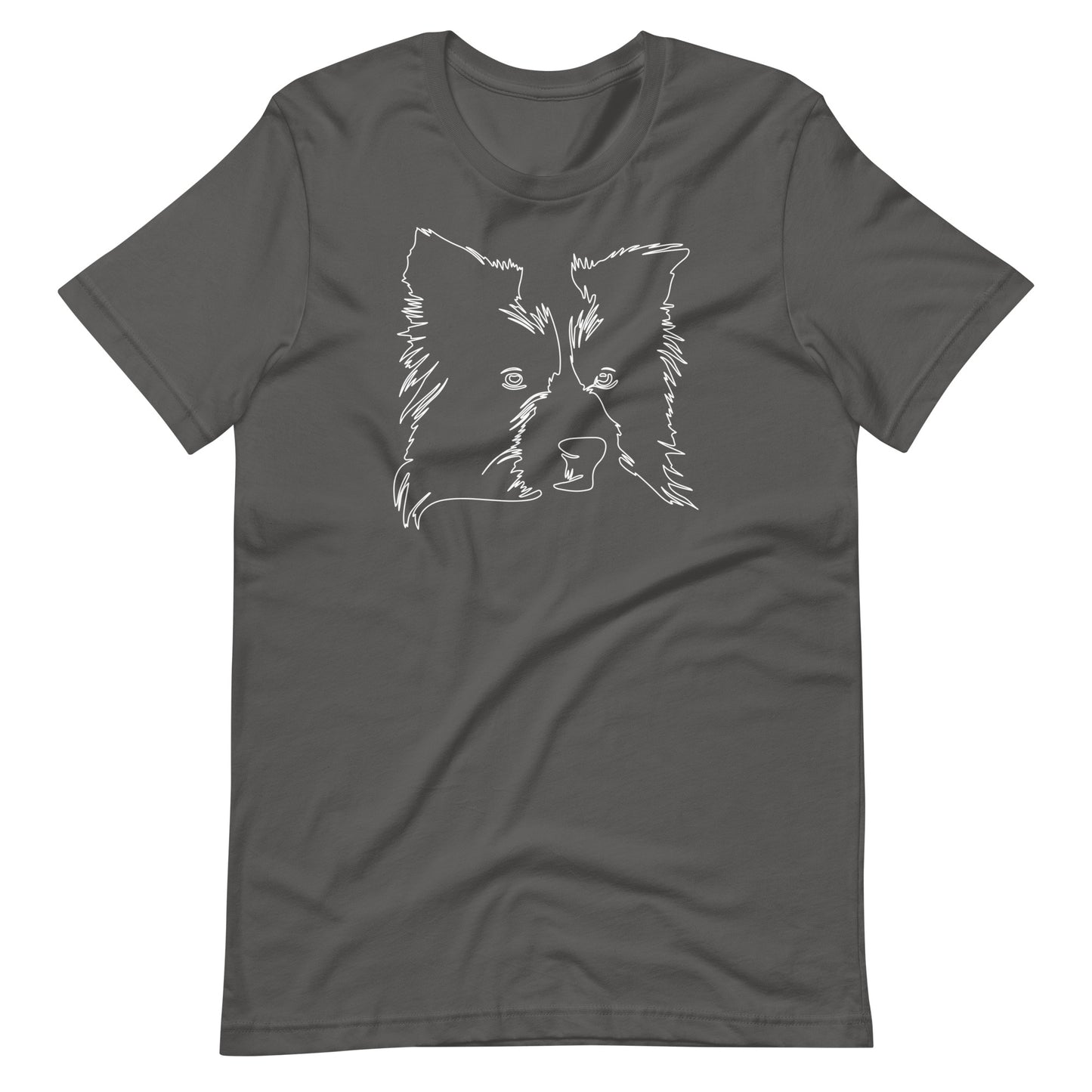 White line Border Collie face on unisex asphalt t-shirt
