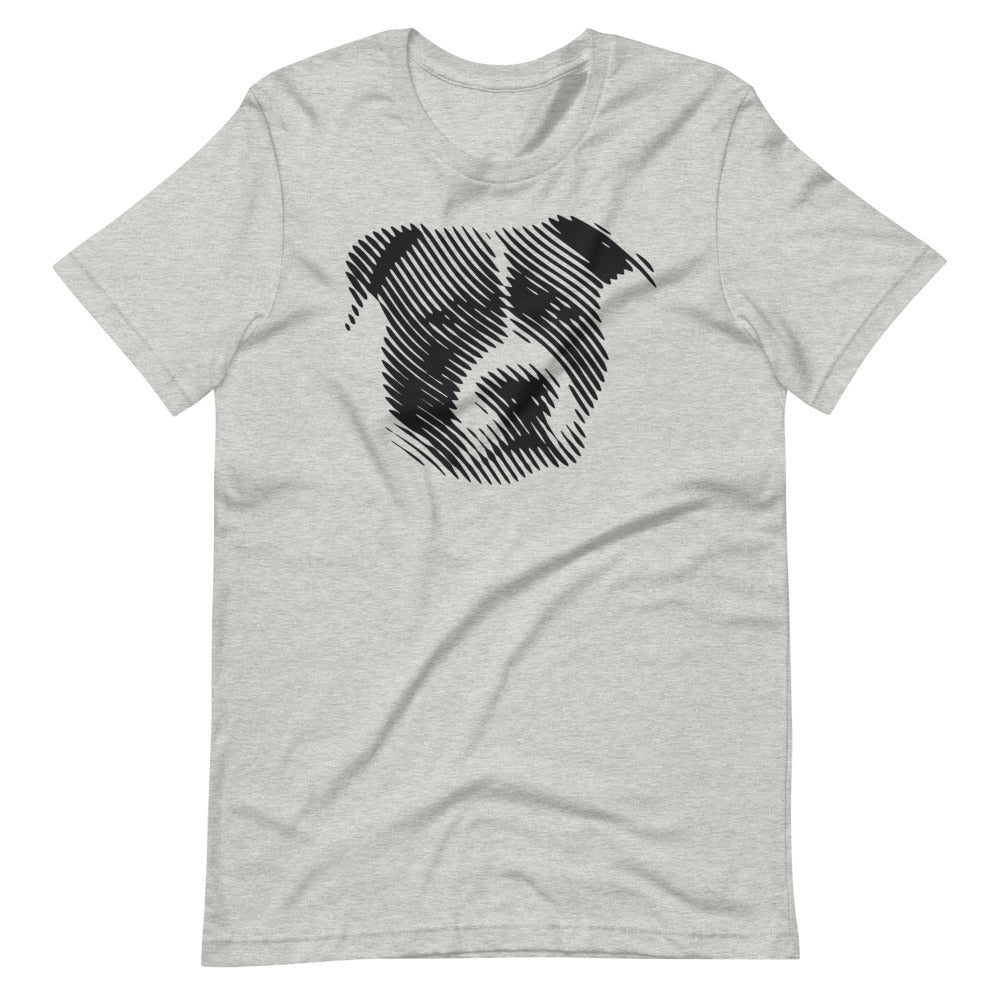 Linear American Staffordshire face on unisex athletic heather t-shirt