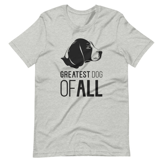 Black Beagle face silhouette with Greatest Dog of All caption on unisex athletic heather t-shirt