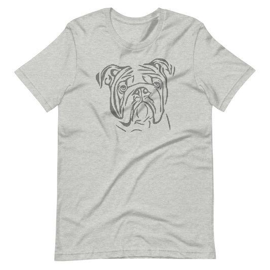 Gray line Bulldog face on unisex athletic heather t-shirt