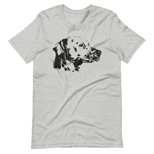 Black Dalmatian face silhouette on unisex athletic heather t-shirt