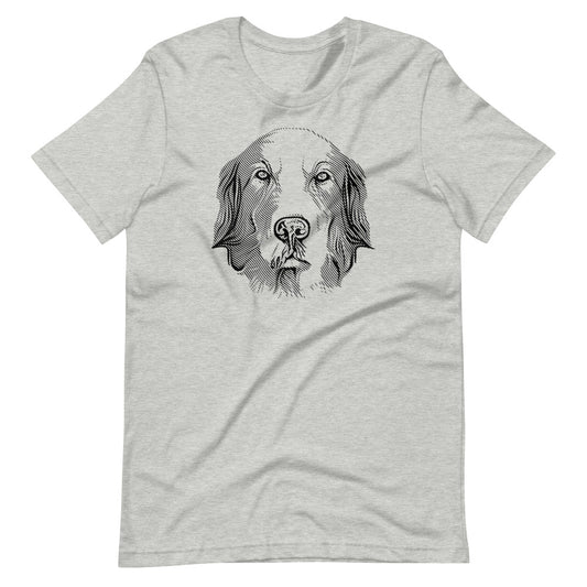 Golden Retriever face halftone silhouette on unisex athletic heather t-shirt