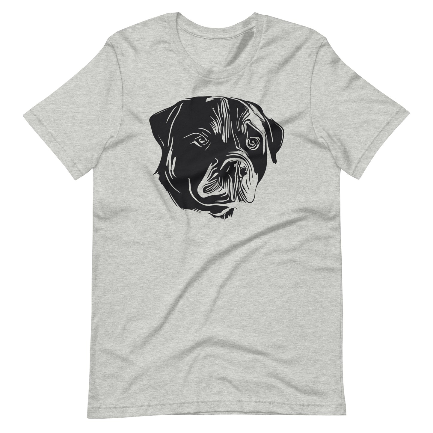 Black Rottweiler face silhouette on unisex athletic heather t-shirt
