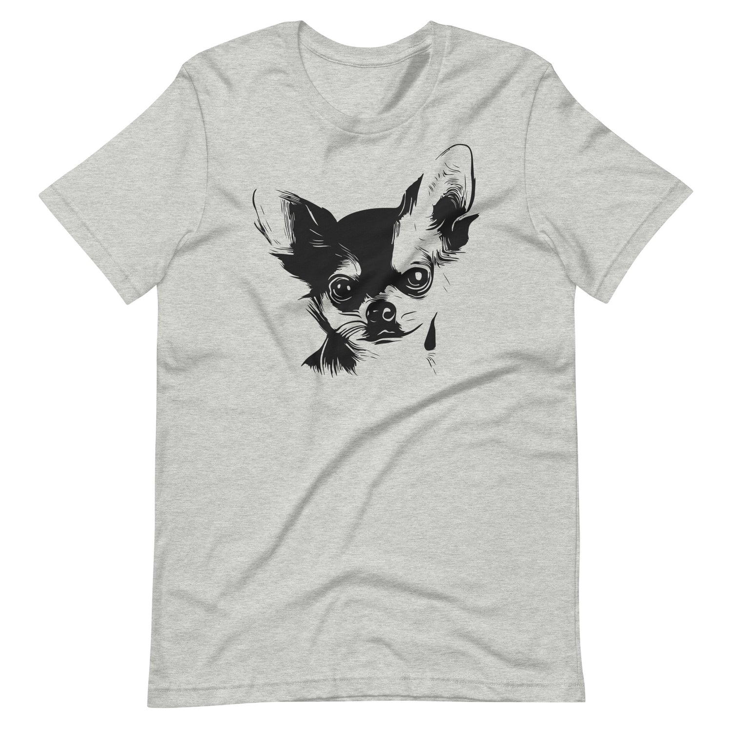 Black Chihuahua face silhouette on unisex athletic heather t-shirt