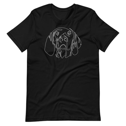 White line Vizsla face on unisex black t-shirt