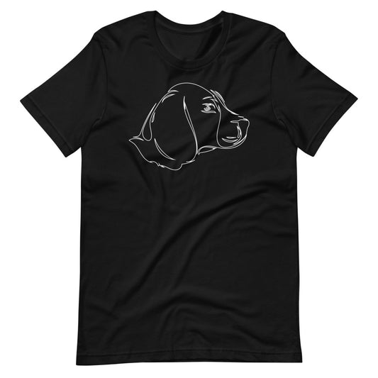 White line Beagle face on unisex black t-shirt