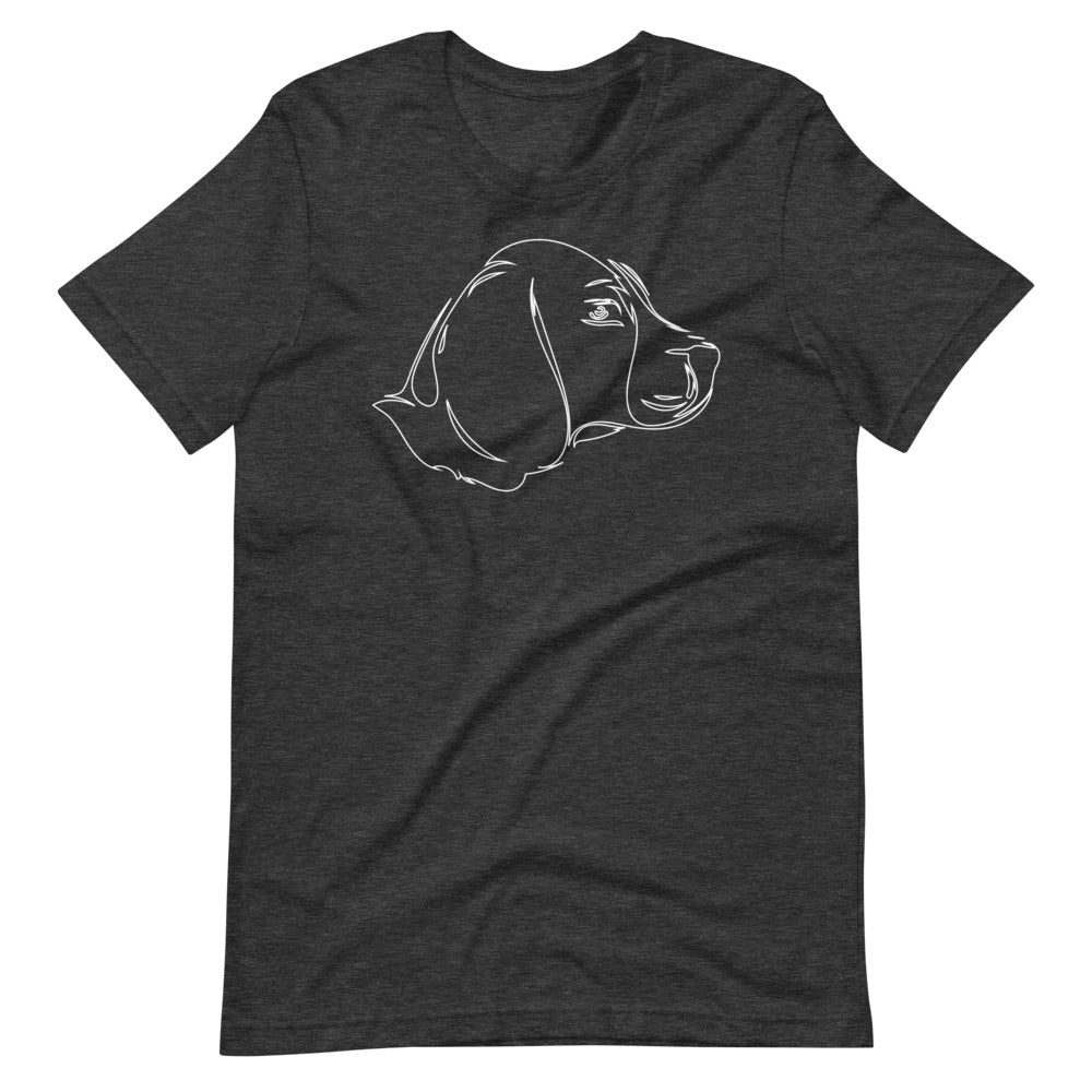 White line Beagle face on unisex dark grey heather t-shirt