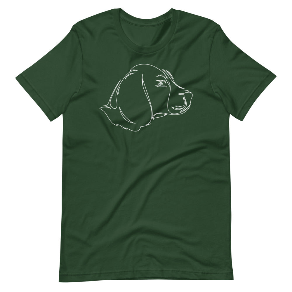 White line Beagle face on unisex forest t-shirt