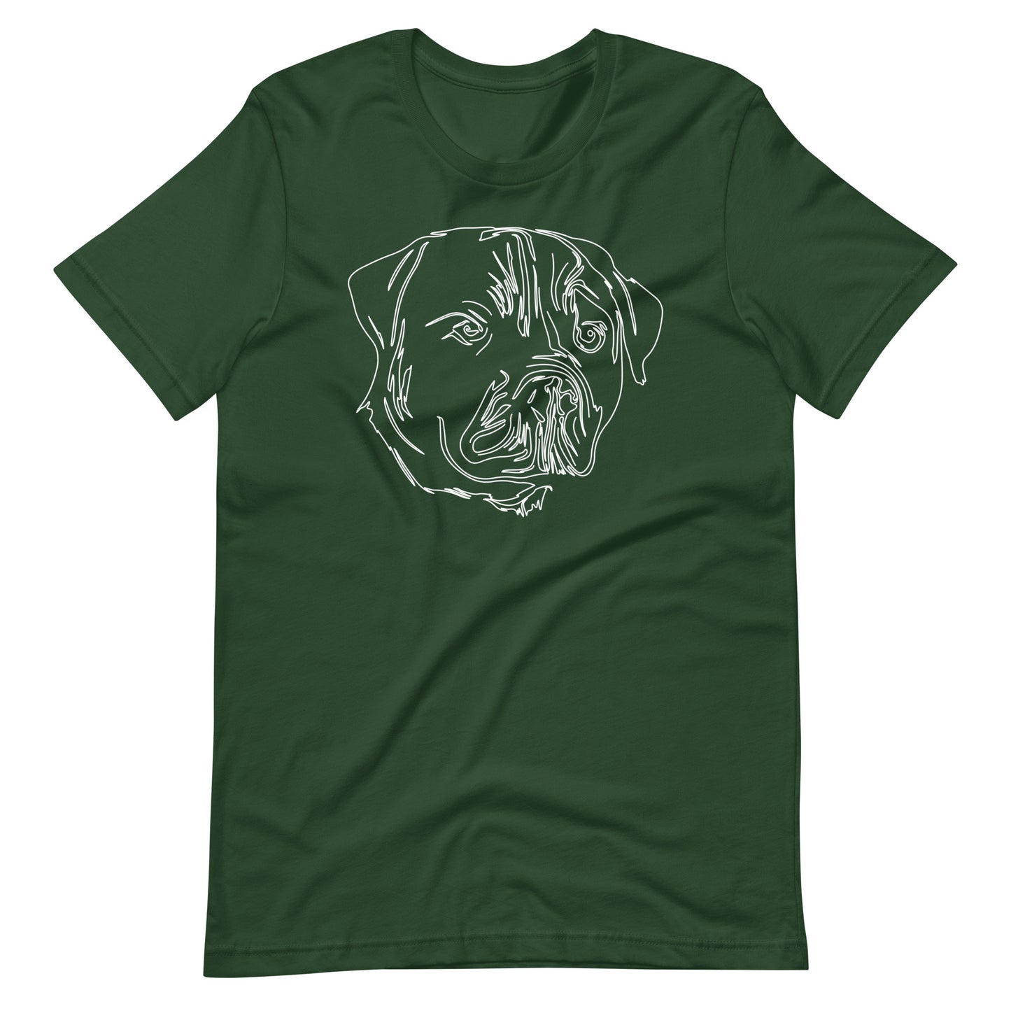 White line Rottweiler face on unisex forest t-shirt