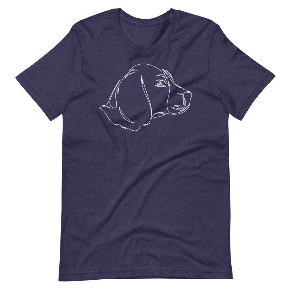 White line Beagle face on unisex heather midnight navy t-shirt