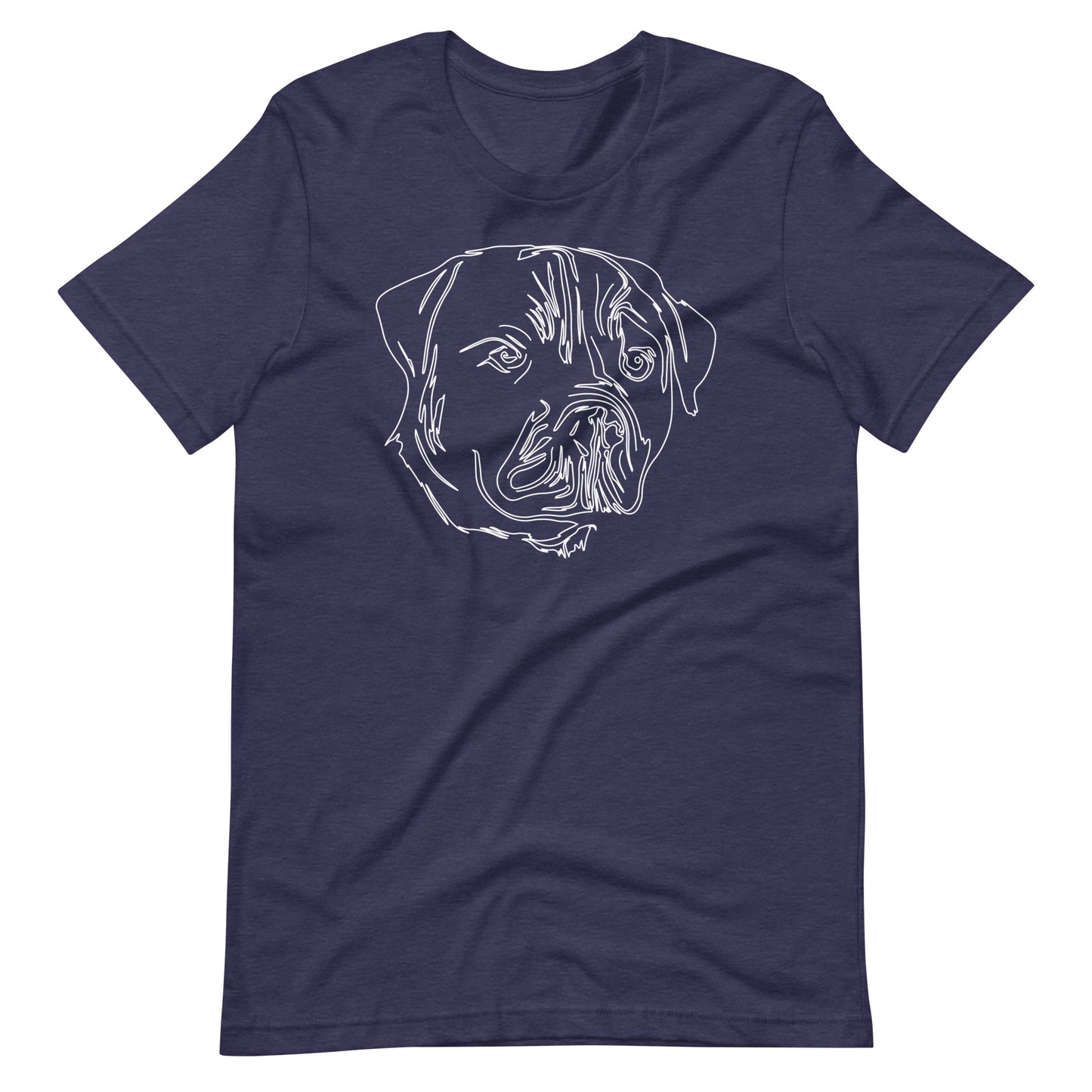 White line Rottweiler face on unisex heather midnight navy t-shirt